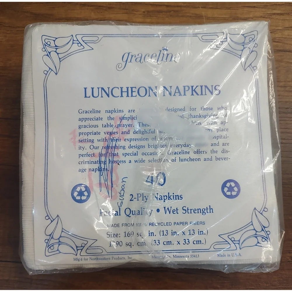 Vtg GRACELINE Luncheon Napkins Open Season's Greetings Cardinal Christmas B14